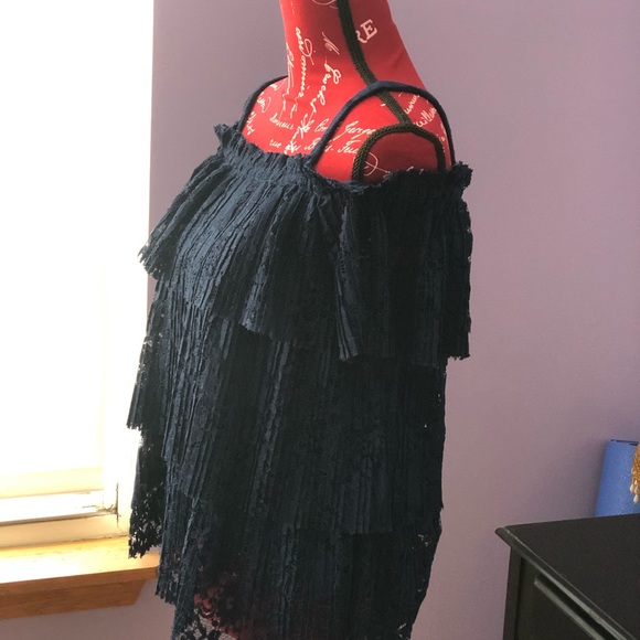 Blue lace layered blouse - Picture 2 of 2